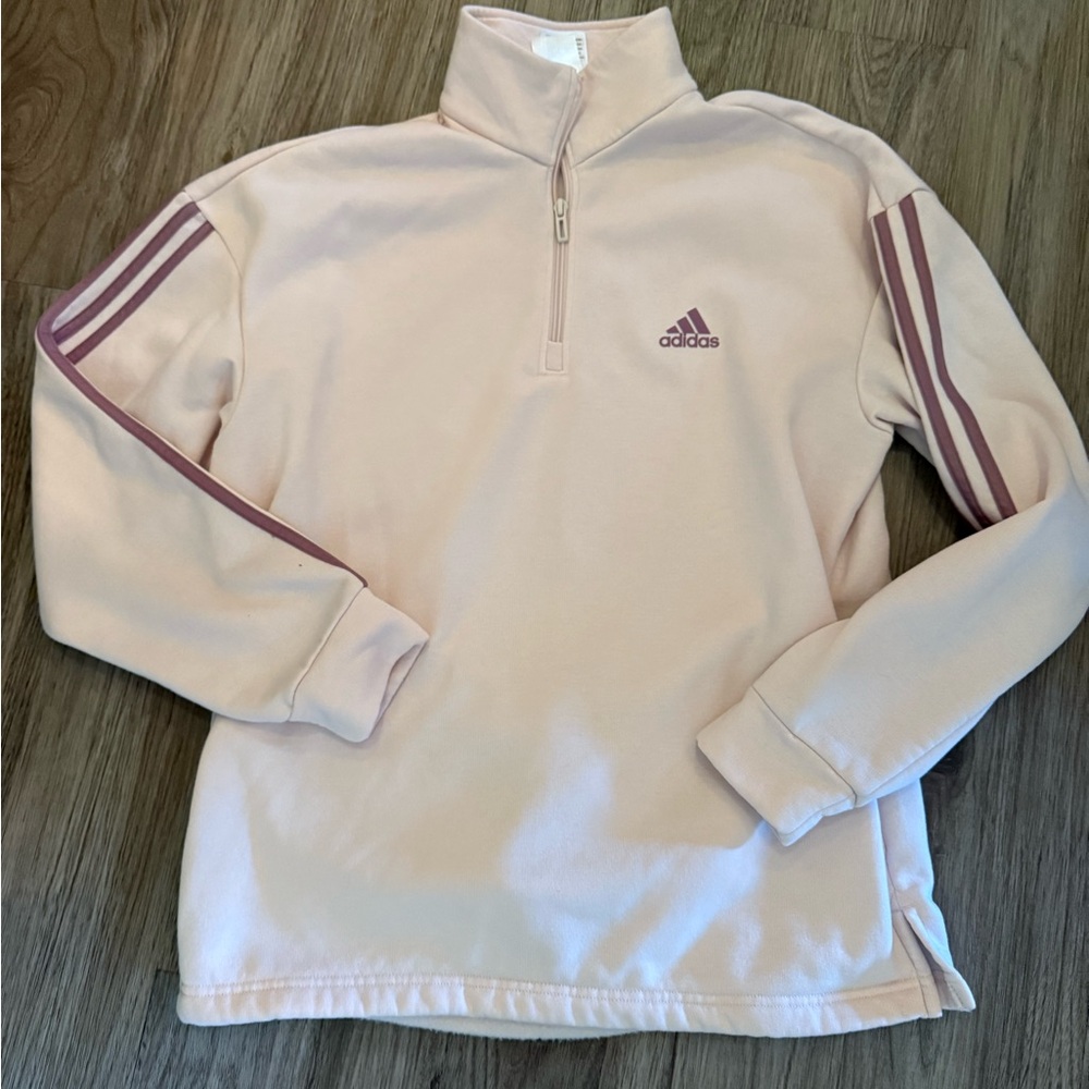 Adidas Light Pink Fleece Quarter-Zip Top